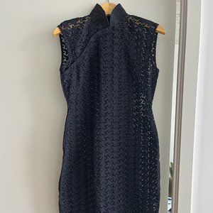 Vintage Black Lace dress with Mandarin/Mao collar